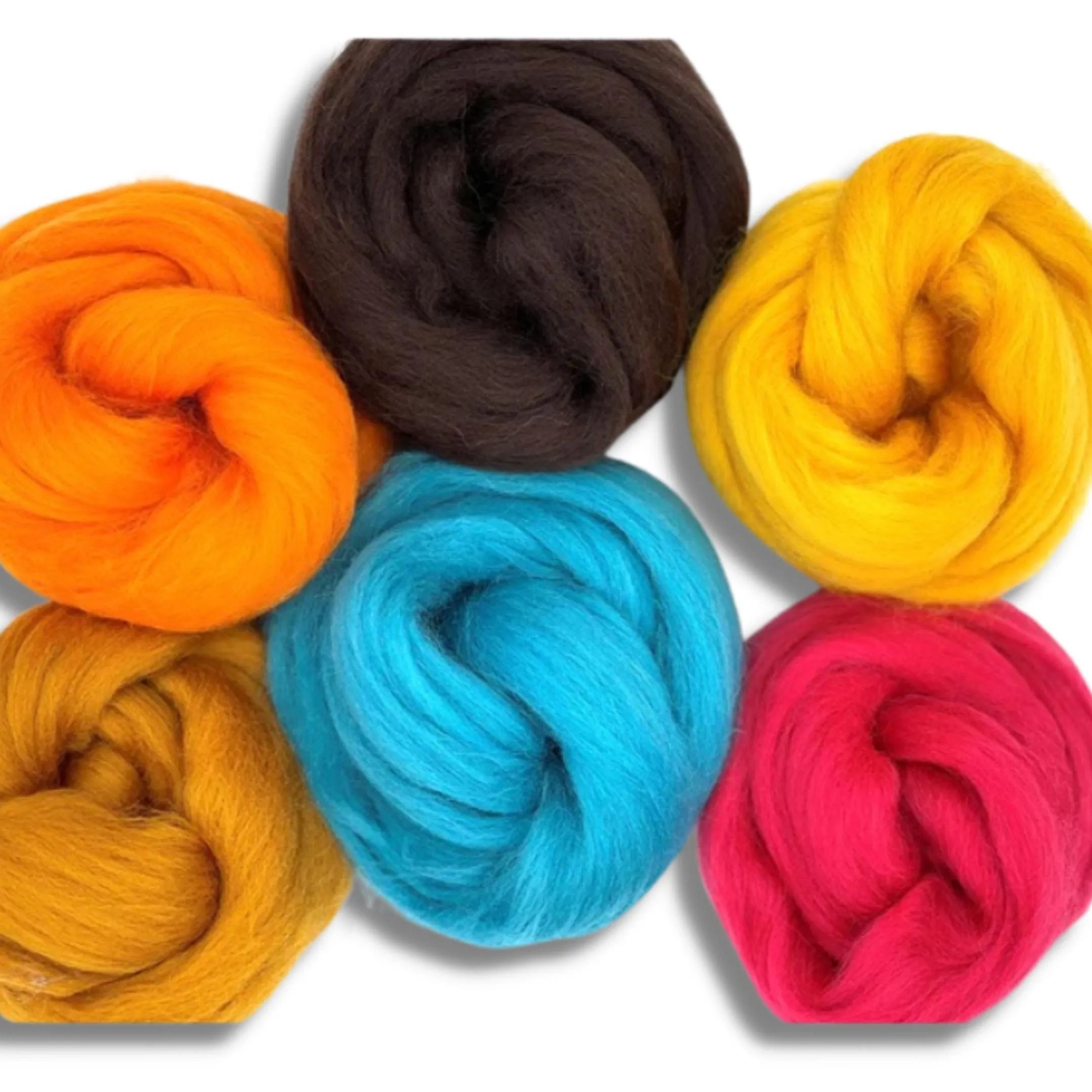 Corriedale Collection | Autumn by the Sea Bundle of Dyed Wool Tops | 150 Grams, 26 Micron