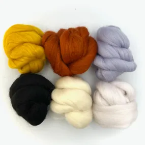 Corriedale Collection | Soothing Elements Bundle of Dyed Wool Tops | 150 Grams, 26 Micron