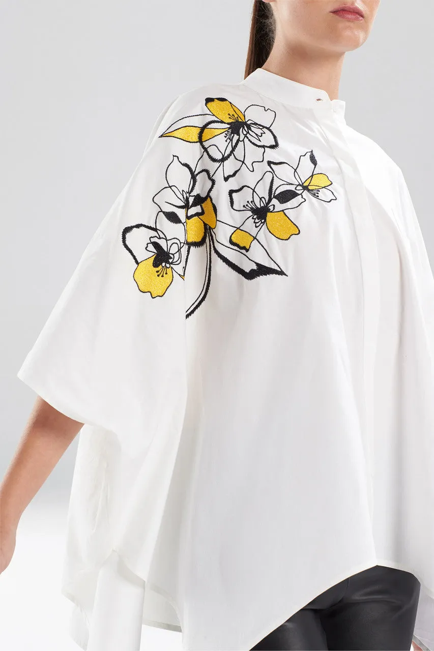 Cotton Poplin Embroidered Poncho Top