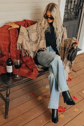 Cozy In Montauk Plaid Poncho