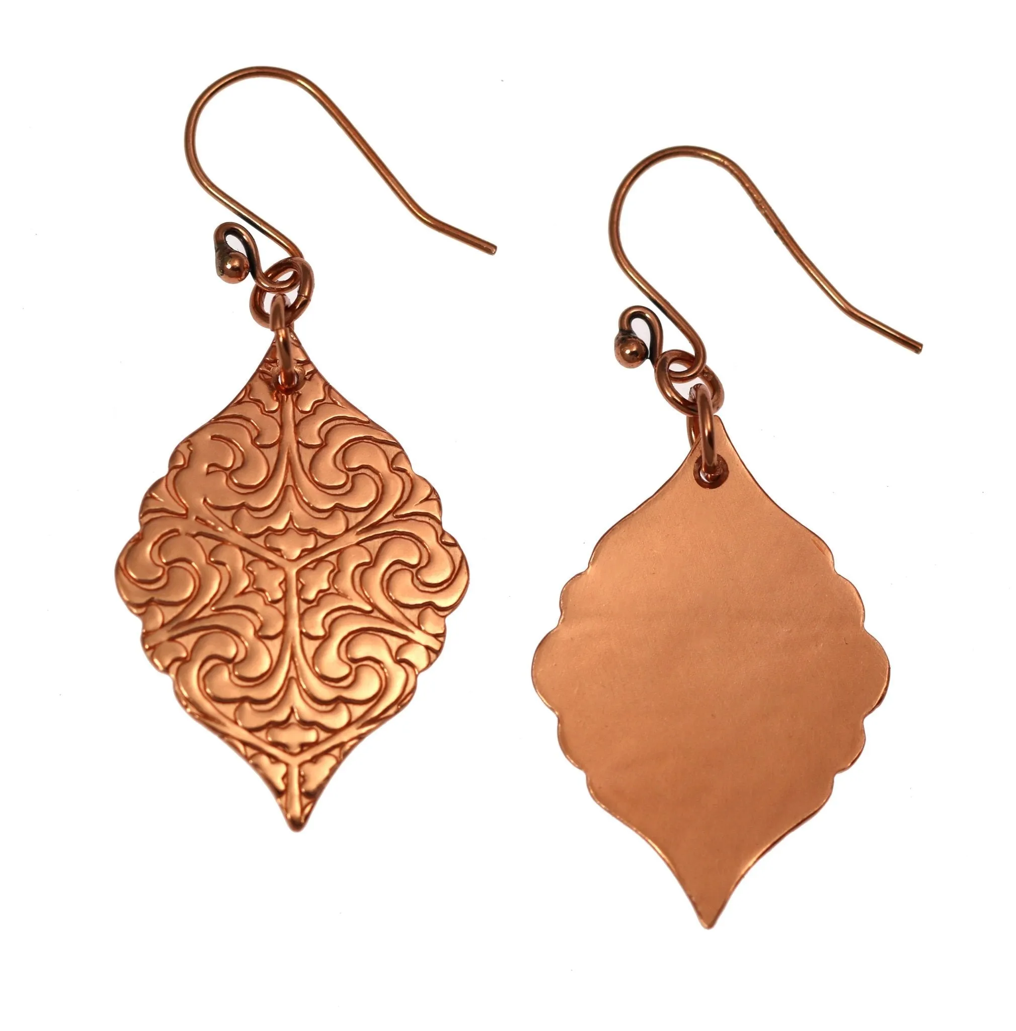 Damask Embossed Copper Moroccan Drop Earrings