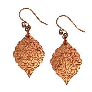 Damask Embossed Copper Moroccan Drop Earrings