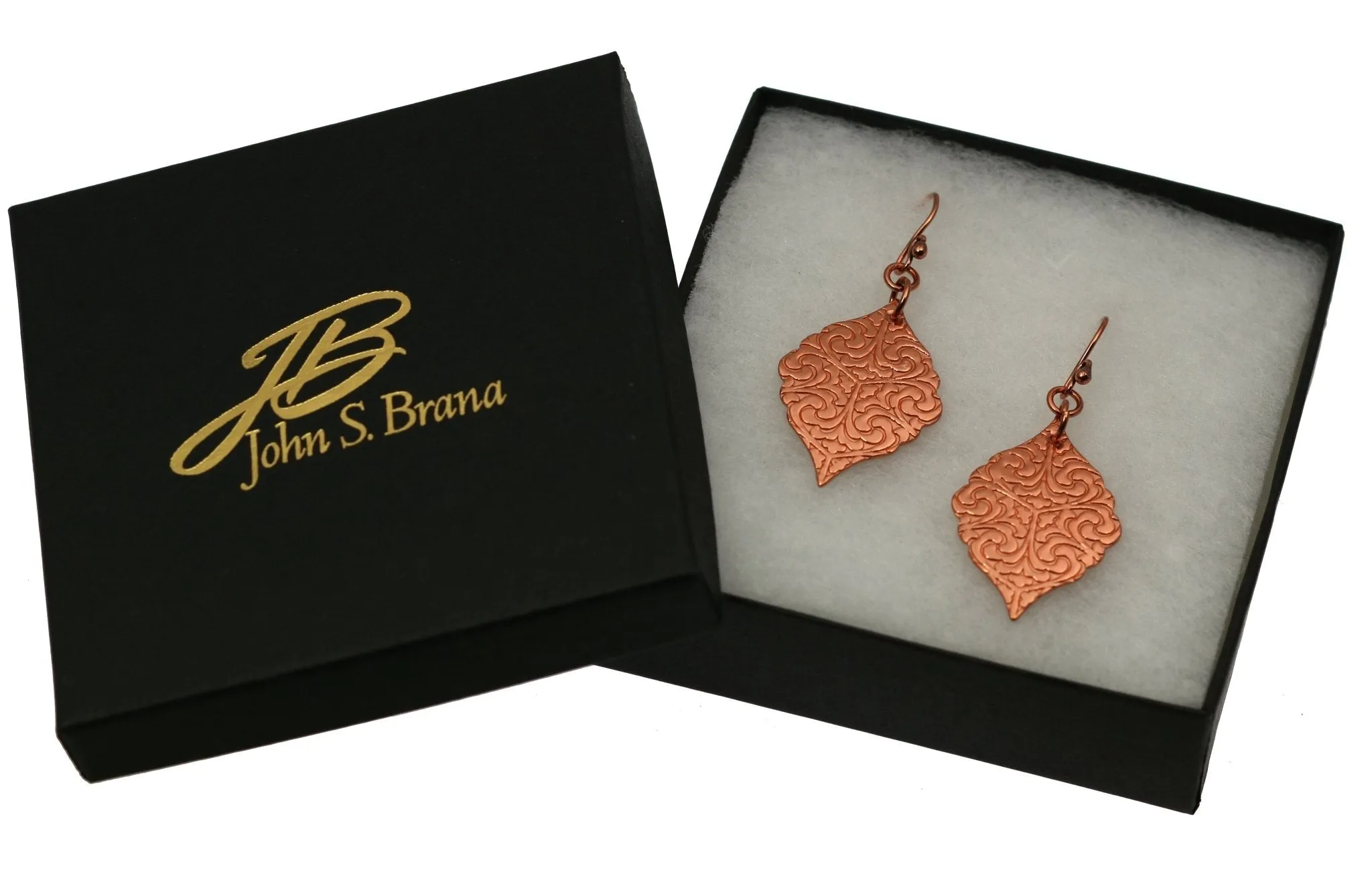 Damask Embossed Copper Moroccan Drop Earrings