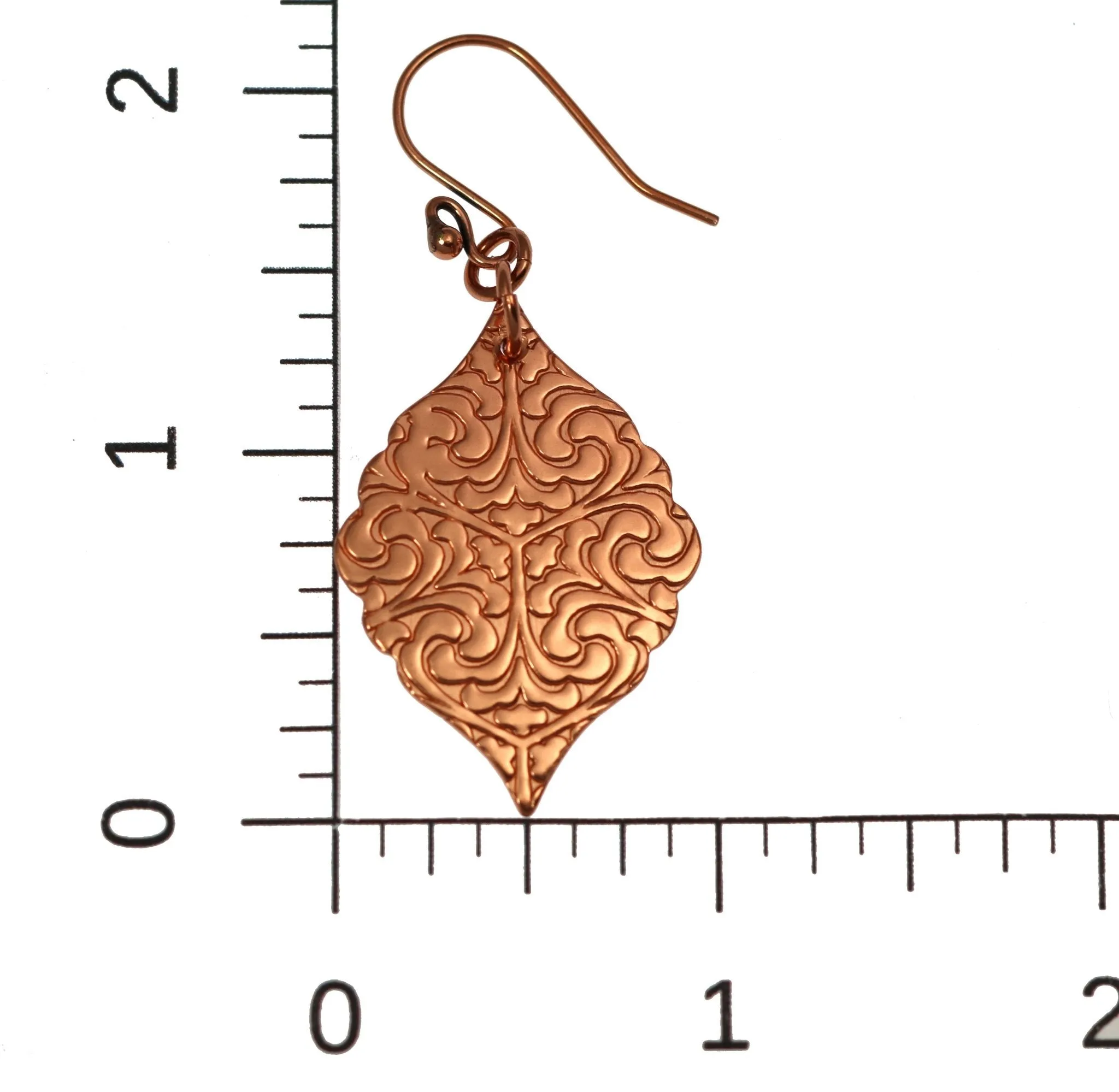 Damask Embossed Copper Moroccan Drop Earrings