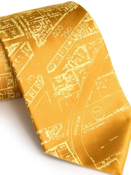 Detroit Map Silk Tie. Historic Eastern Market Necktie