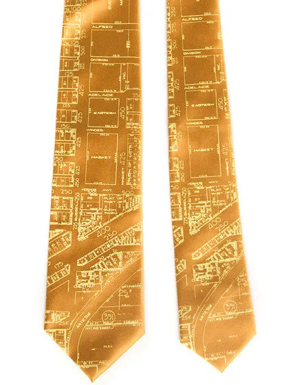 Detroit Map Silk Tie. Historic Eastern Market Necktie