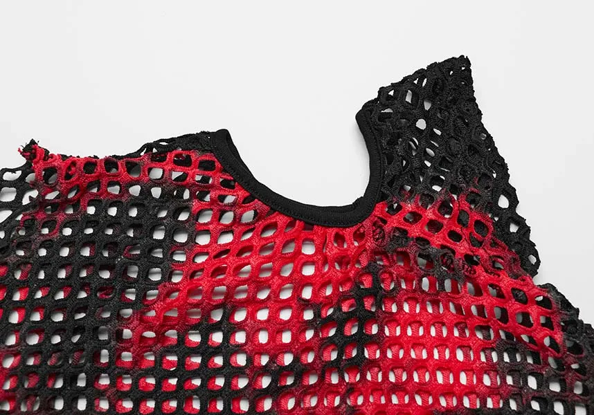 Dionisia Fishnet [Black/Red] | COLD SHOULDER TOP