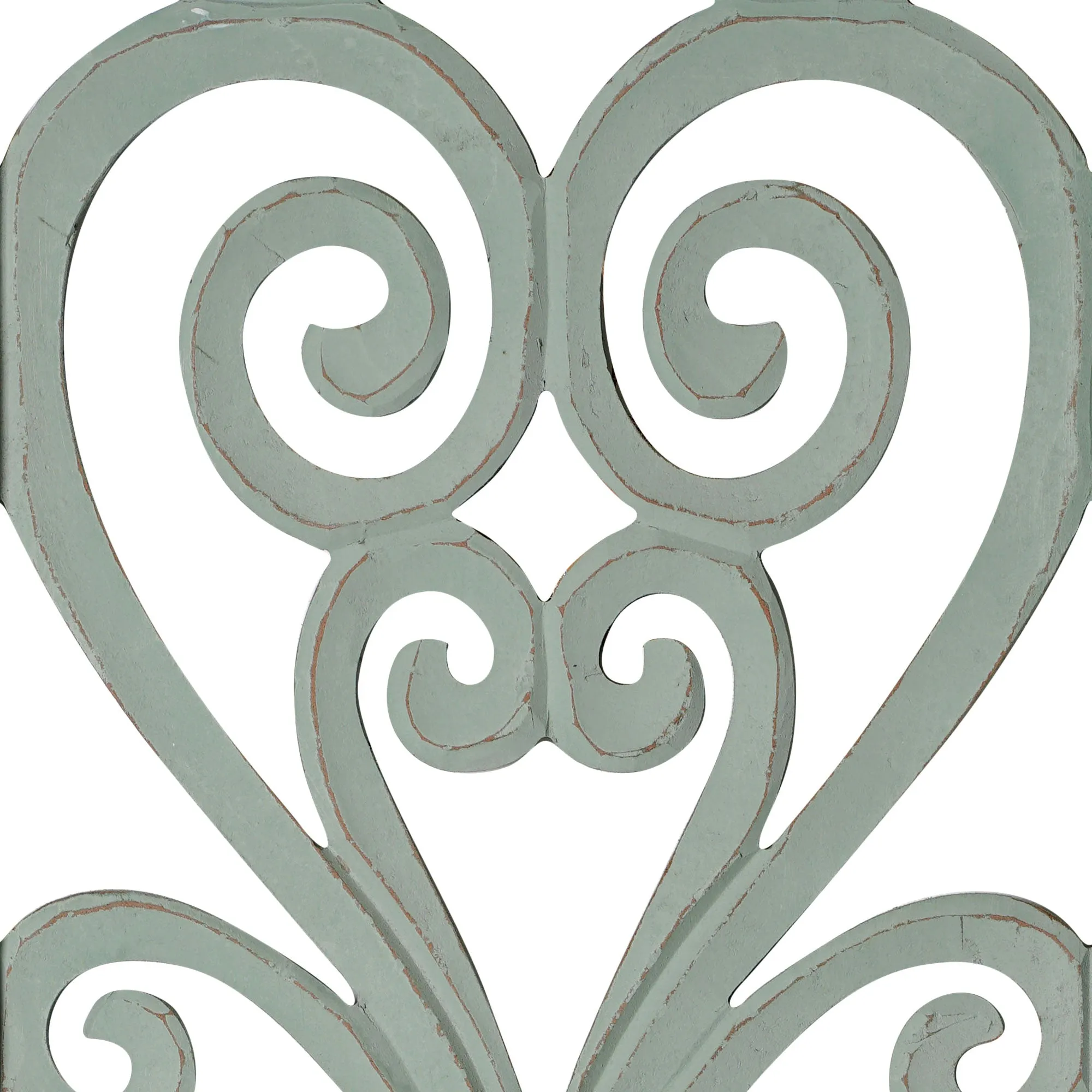 Distressed Hand-Carved Seafoam Green Wood Wall Medallion Panel, 16x36