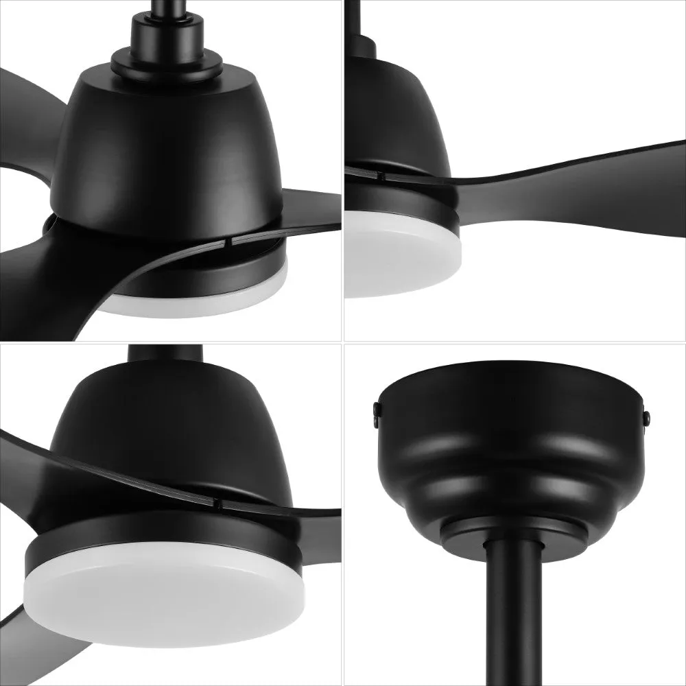 Dolly 52" Classic Industrial Iron/Plastic Mobile-App/Remote-Controlled 6-Speed Propeller Integrated LED Ceiling Fan