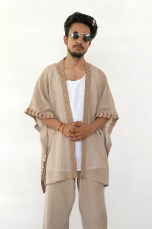 Dusty Rose Mesh Open Poncho