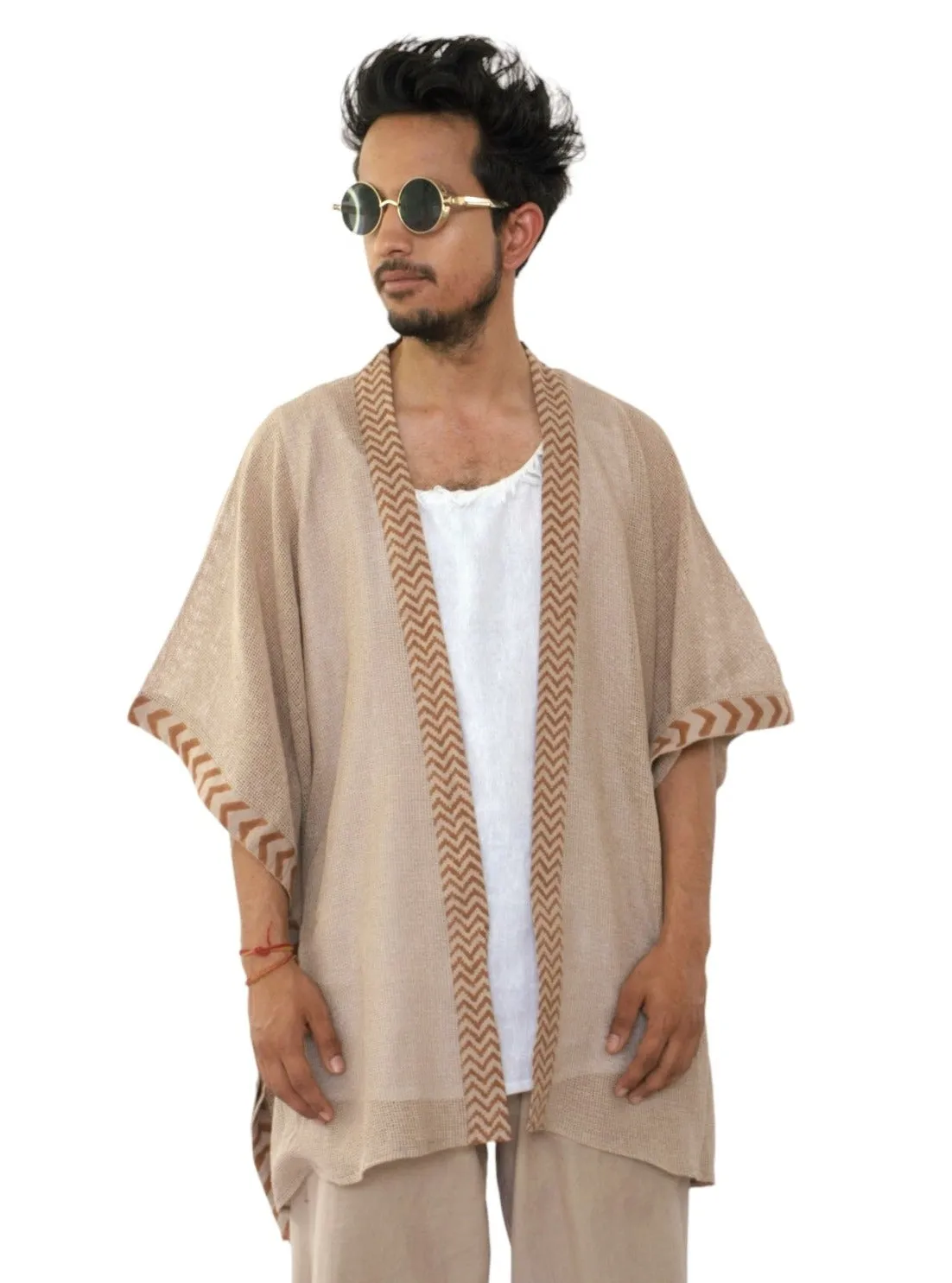 Dusty Rose Mesh Open Poncho