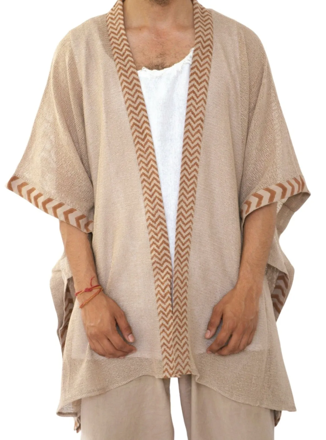 Dusty Rose Mesh Open Poncho