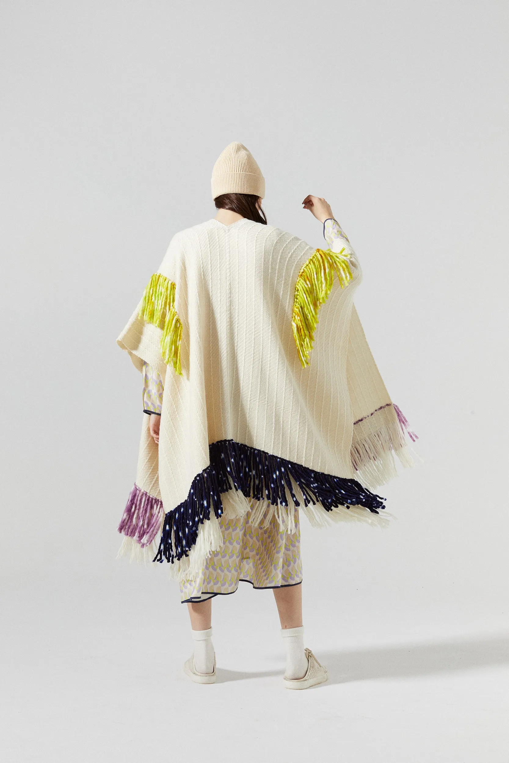 Emma Merino Wool Poncho - Natural