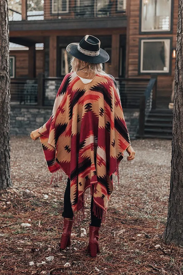 Escape To The Mountains Poncho In Red