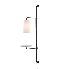 Exposed 11.5" Contemporary Industrial Iron Plug-In with Adjustable White Marble Table LED Sconce