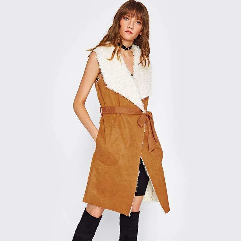 Faux Suede Coat Vest