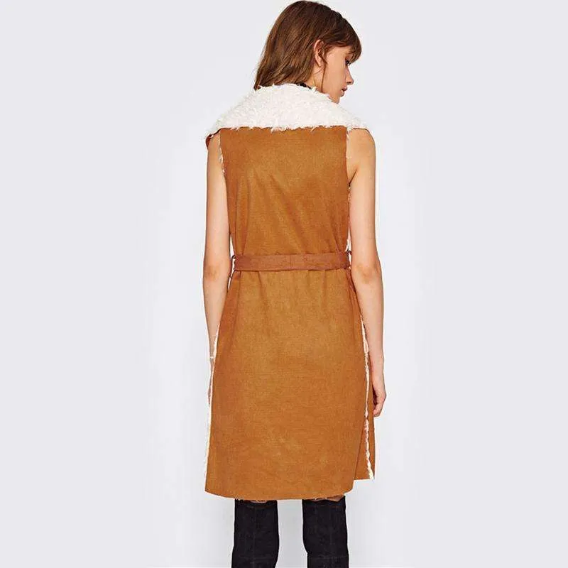 Faux Suede Coat Vest