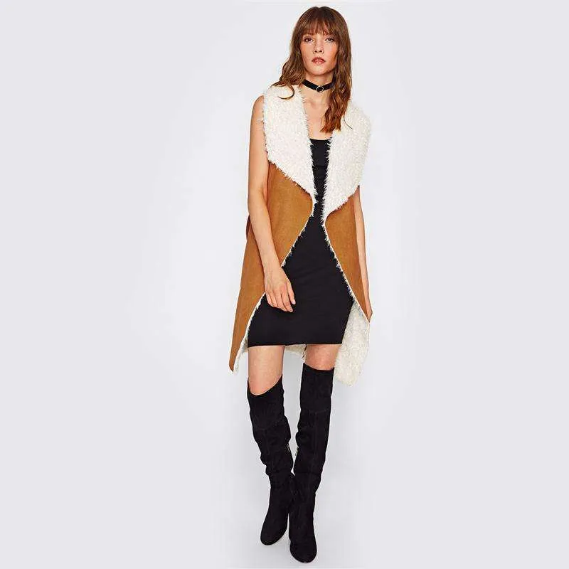 Faux Suede Coat Vest