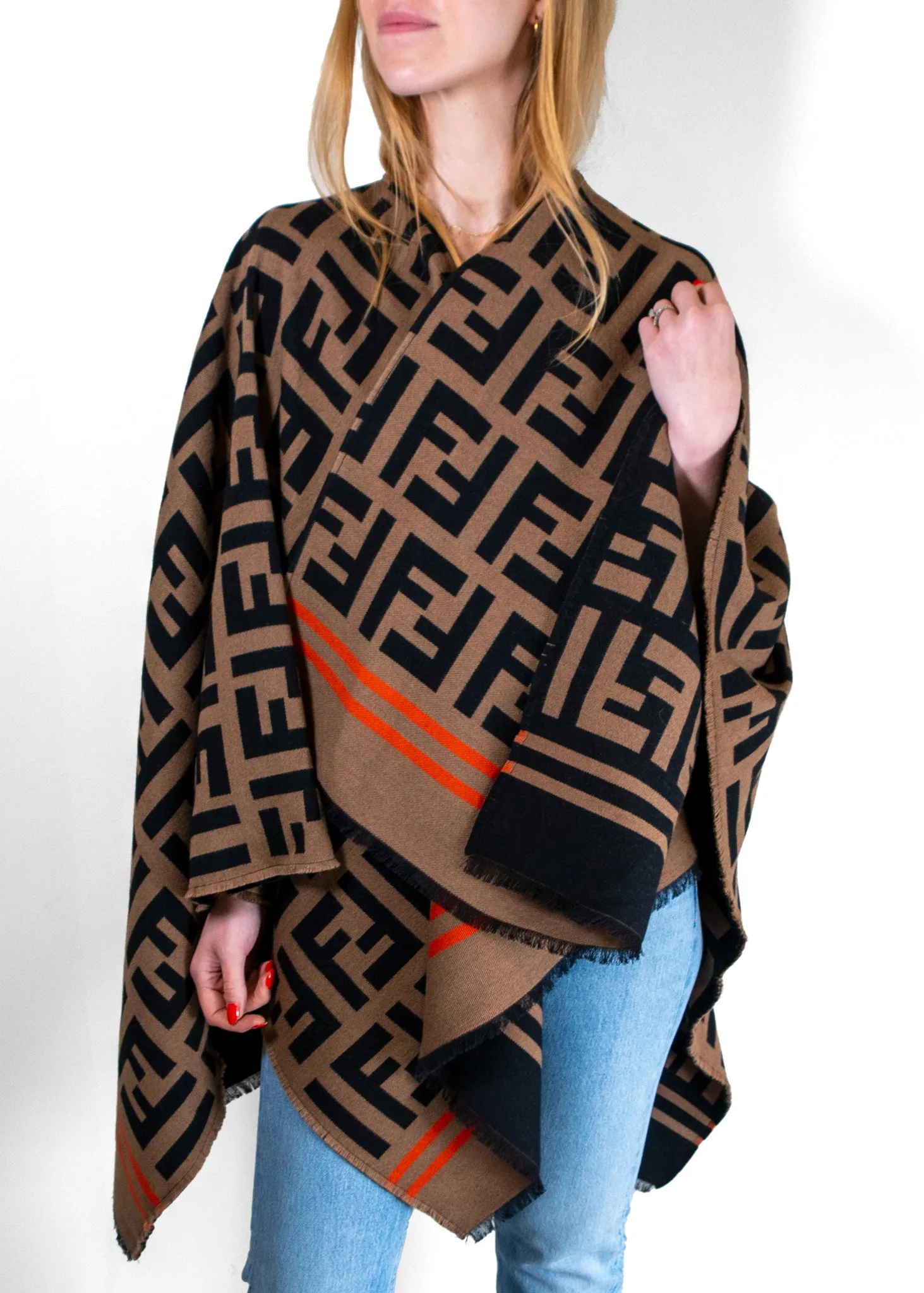 Fendi Monogram Wool Poncho