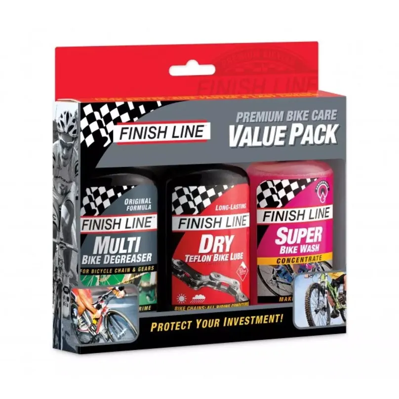 Finish Line Premium Bike Care Combo Pack with Lube, Degreaser & Bike Wash