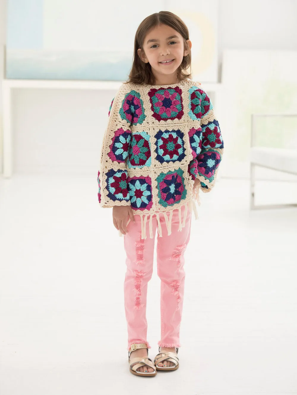 Flower Squares Girls Top (Crochet)