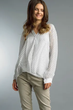 Fun Polka Dot Silk Top with Soft Knit Lining