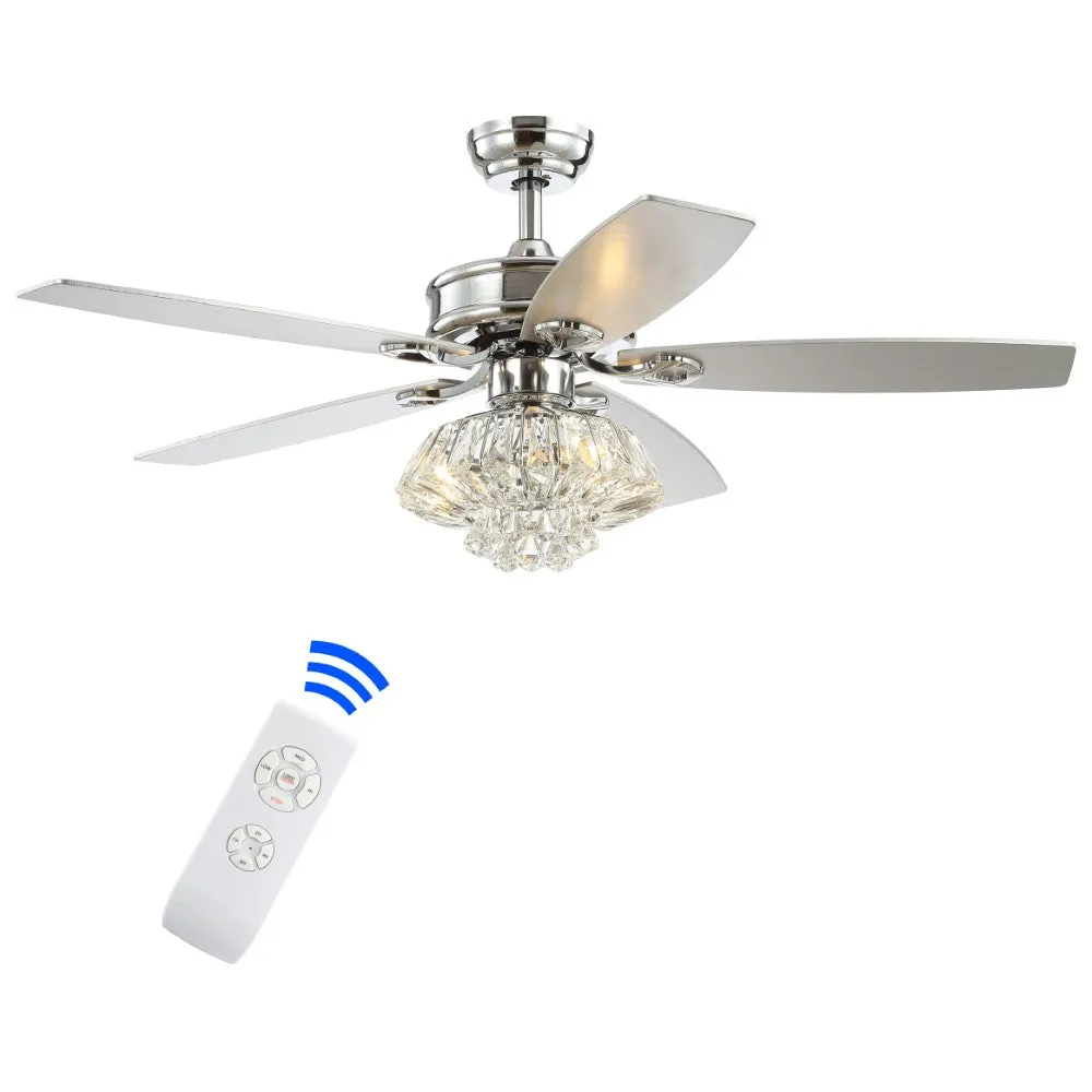 Geelvink 48" 3-Light Glam Crystal Drum LED Ceiling Fan With Remote