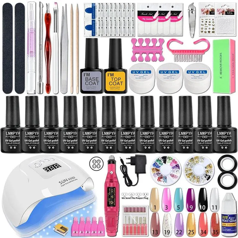 Glamorous Nail Art Kit with UV LED Lamp and Accessories