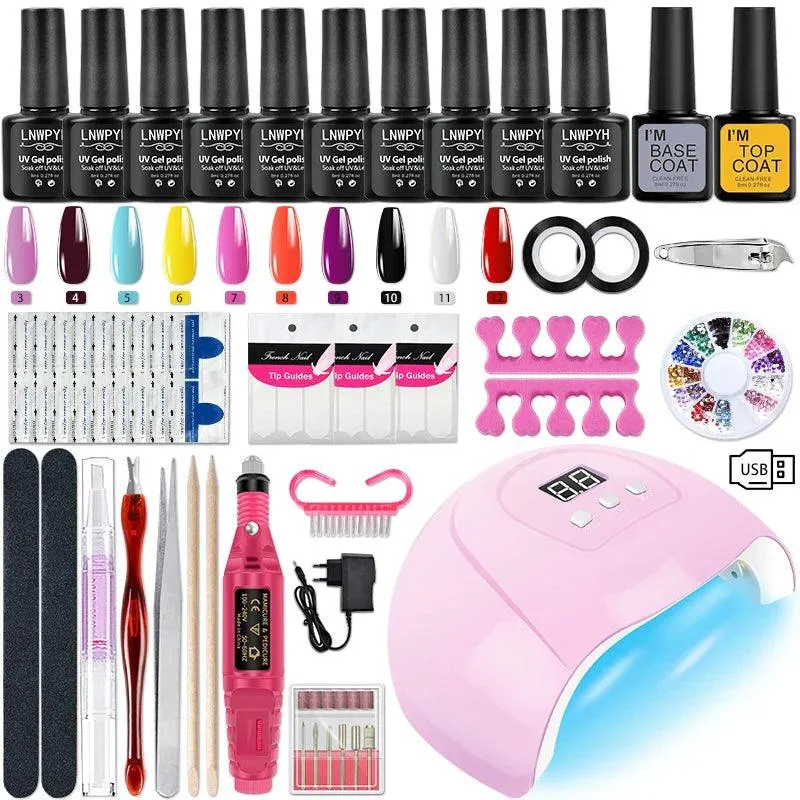 Glamorous Nail Art Kit with UV LED Lamp and Accessories