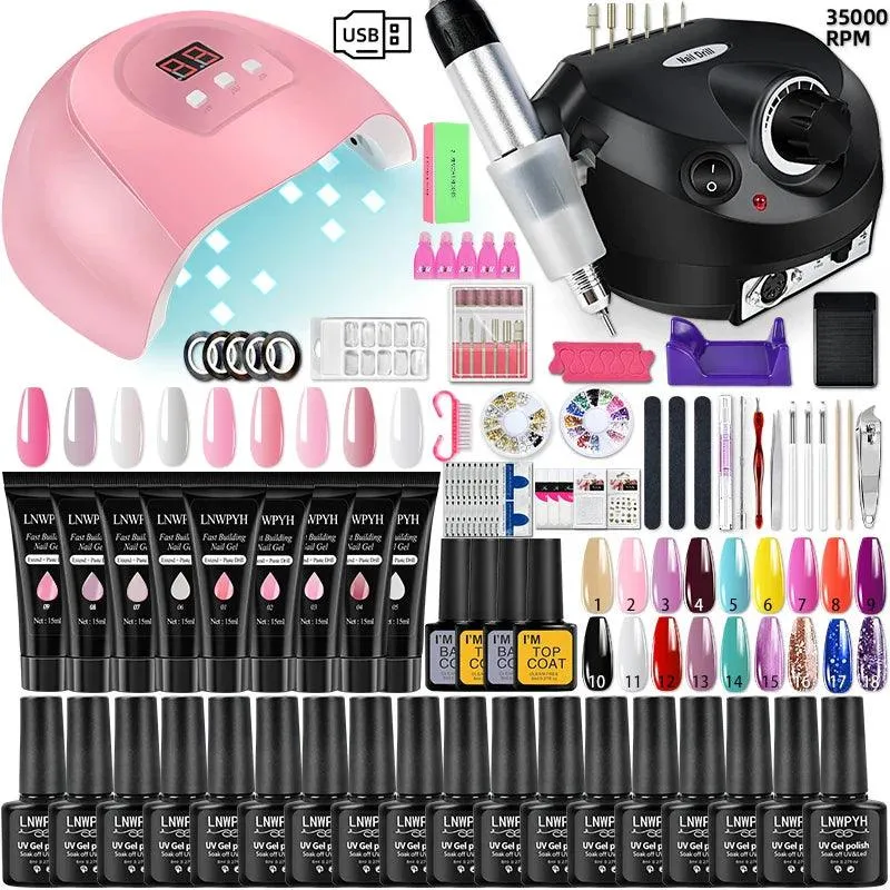 Glamorous Nail Art Kit with UV LED Lamp and Accessories