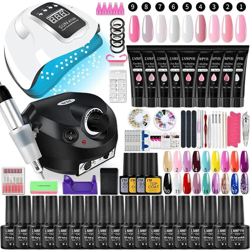 Glamorous Nail Art Kit with UV LED Lamp and Accessories