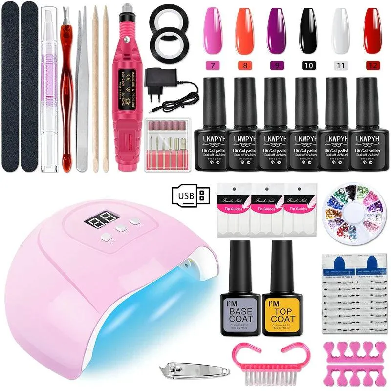 Glamorous Nail Art Kit with UV LED Lamp and Accessories