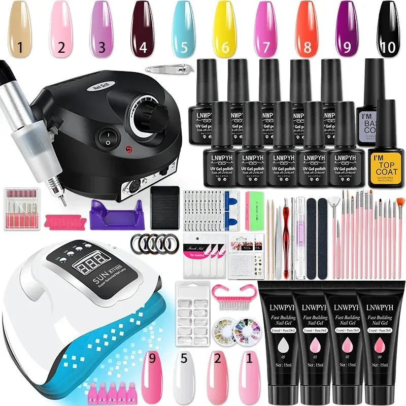 Glamorous Nail Art Kit with UV LED Lamp and Accessories