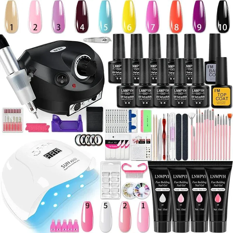 Glamorous Nail Art Kit with UV LED Lamp and Accessories