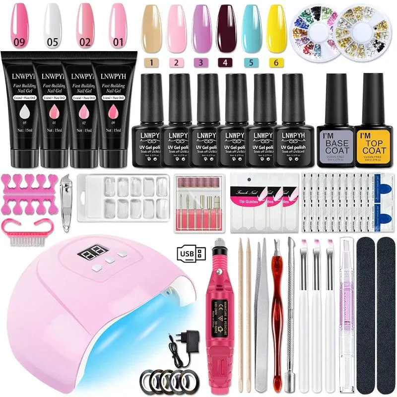 Glamorous Nail Art Kit with UV LED Lamp and Accessories