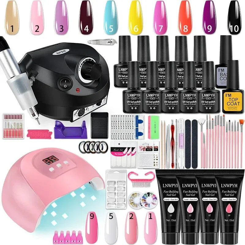 Glamorous Nail Art Kit with UV LED Lamp and Accessories