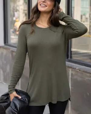 Grace & Lace Long Sleeve Tunic Tee - Olive