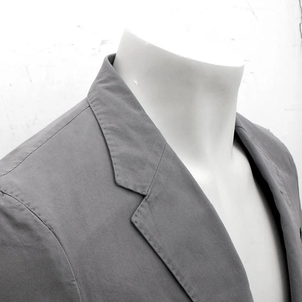 Grey Cotton Two Button Slim Fit Blazer Jacket