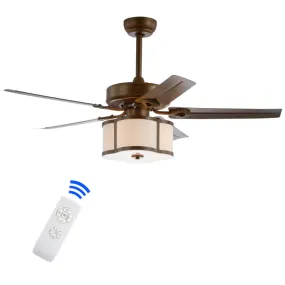 Guadeloupe 52" 3-Light Metal/Wood LED Ceiling Fan With Remote