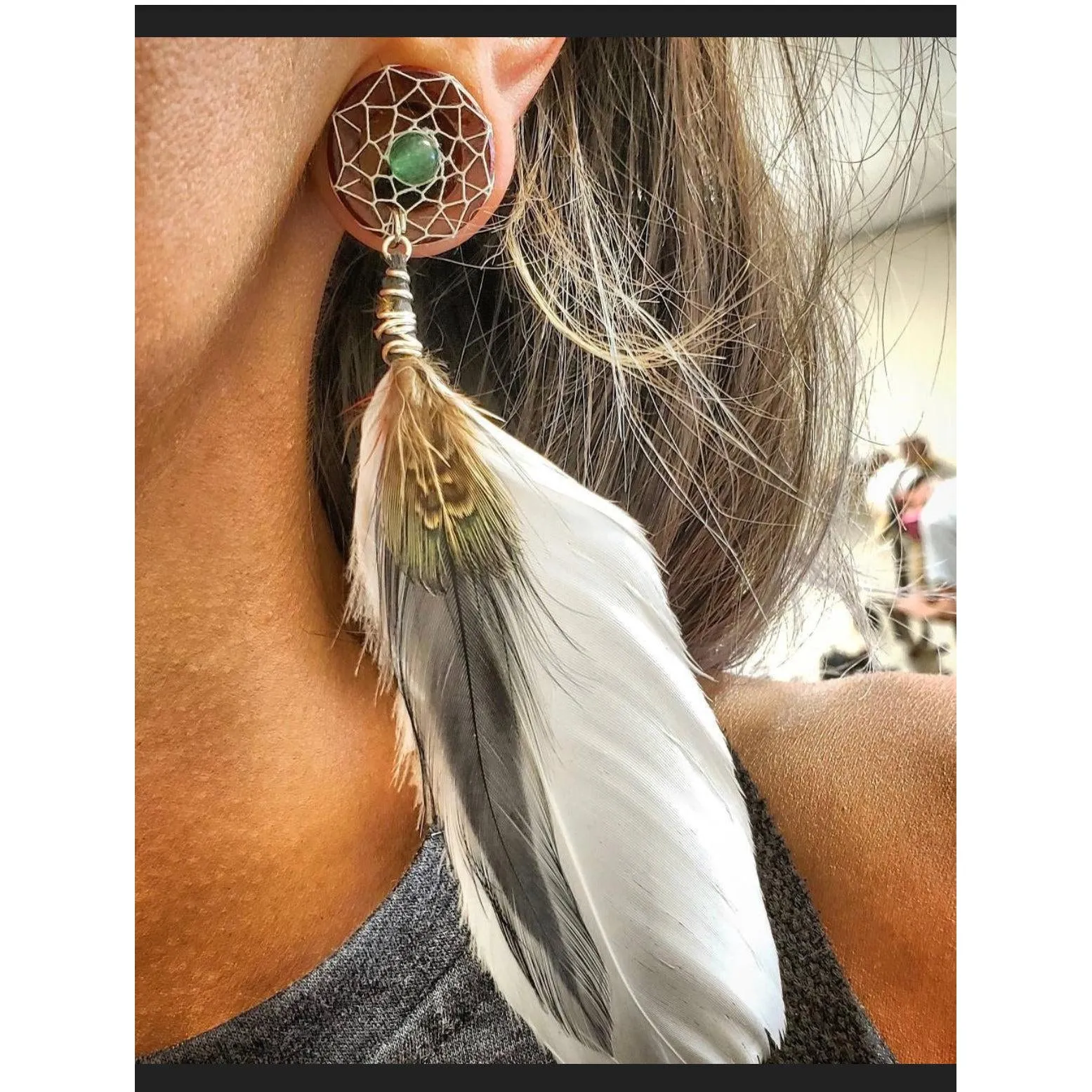 Handwoven Organic Dream-Catcher Tunnels with Real Dangle Feathers