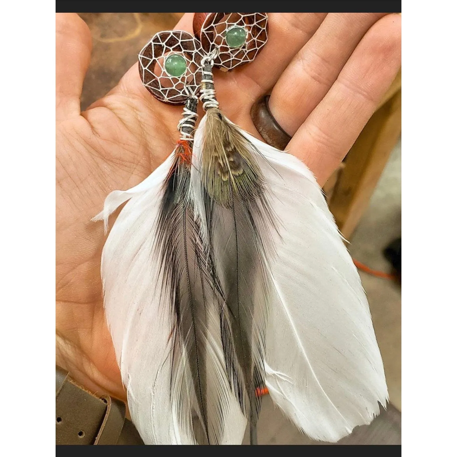 Handwoven Organic Dream-Catcher Tunnels with Real Dangle Feathers