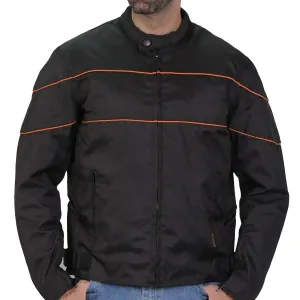 Hot Leathers JKM1026 Men’s Black Nylon Jacket with Orange Reflective Trim