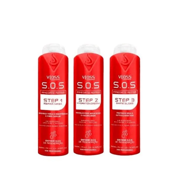 Immediate Repair SOS Damaged Hair Restore Treatment Kit 3x500ml - Vloss