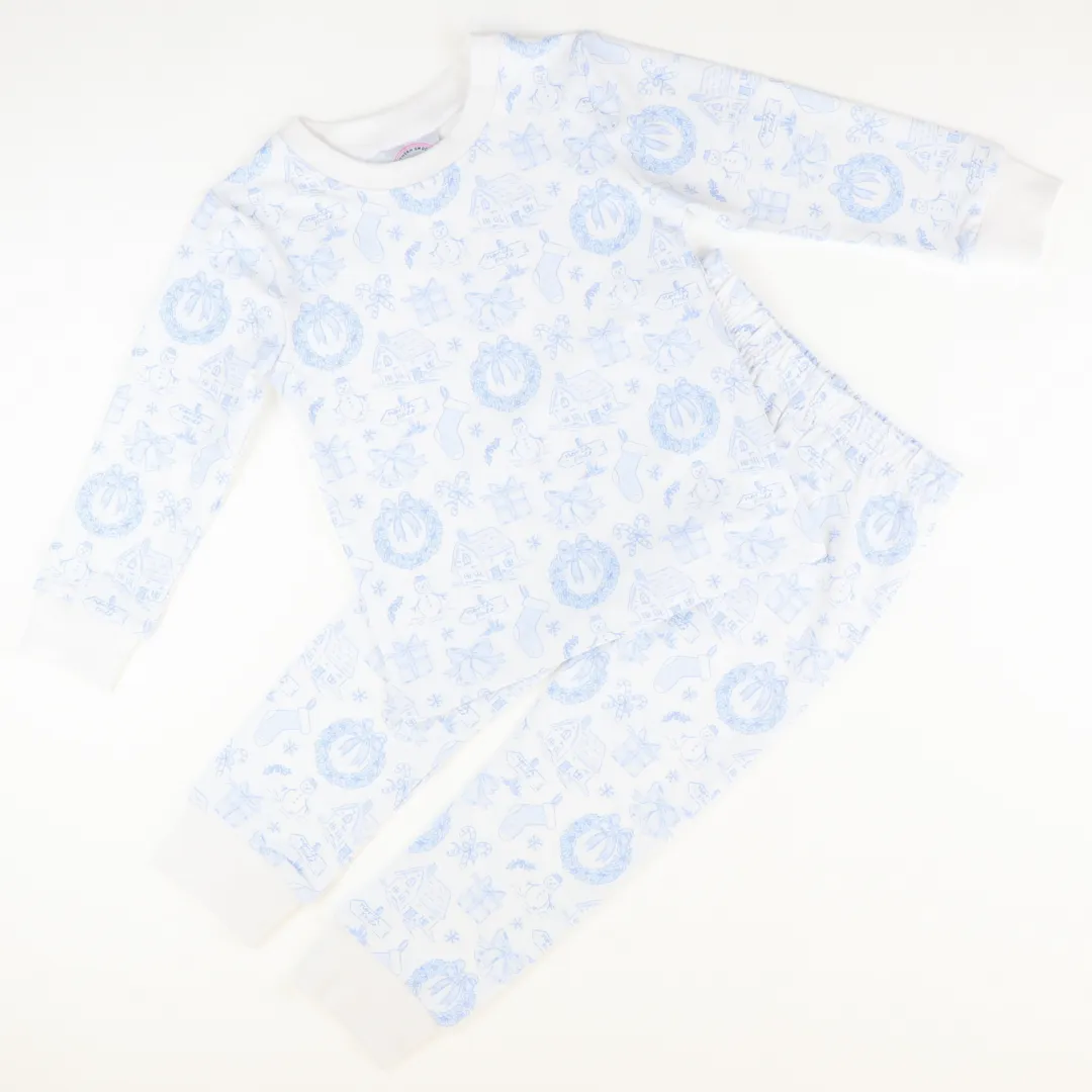 Knit Pajama Set - Blue Christmas