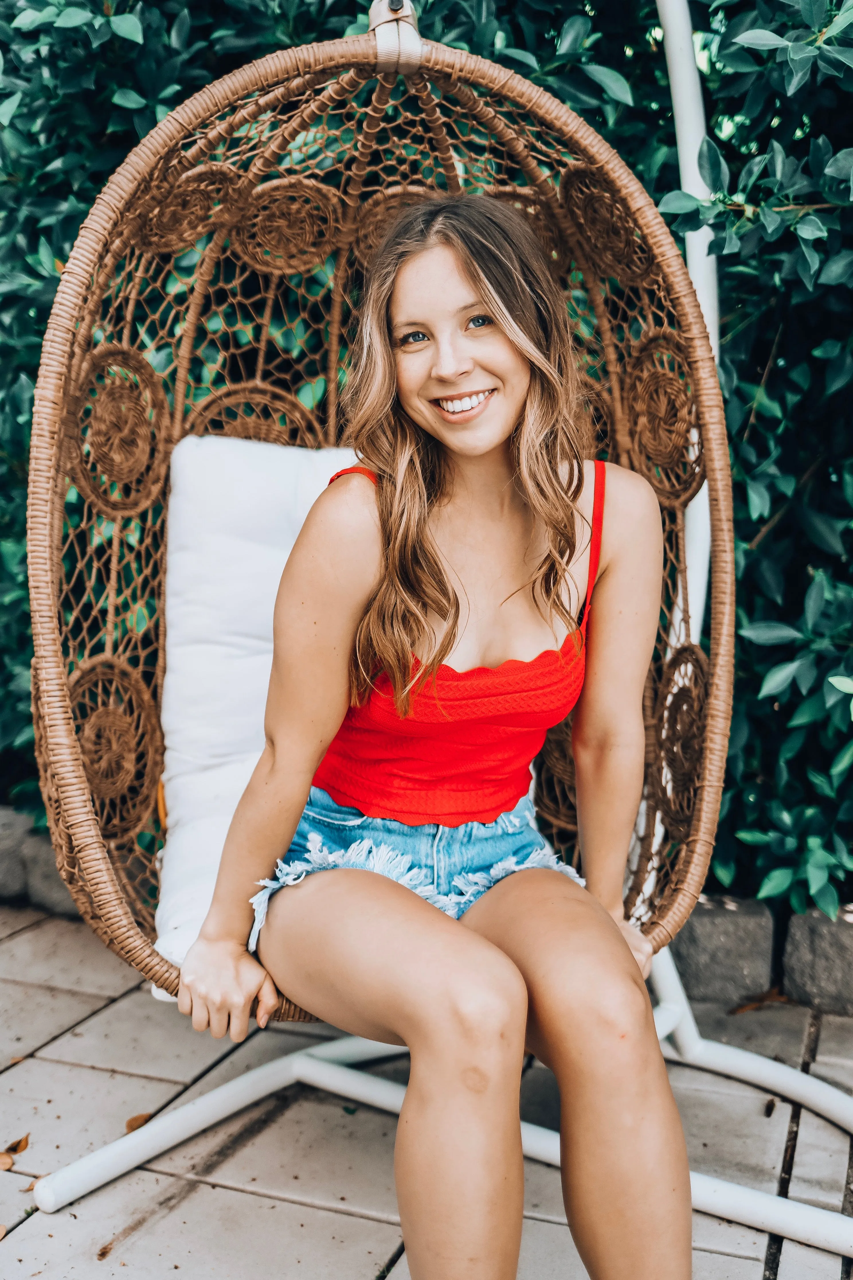 Knit Tank Top Bandeau Red