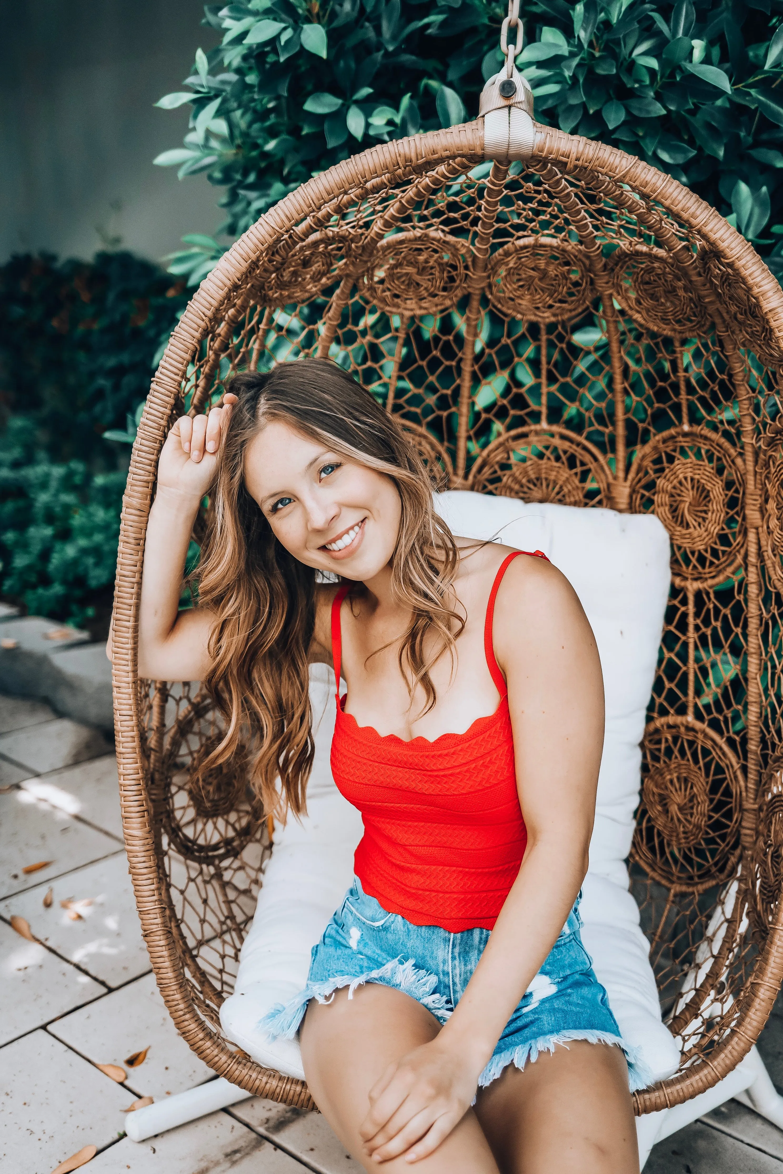 Knit Tank Top Bandeau Red