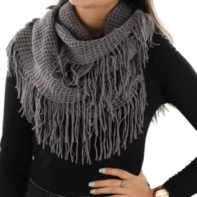 La Fiorentina | Infinity Knitted Fringed Muffler - Shimmer Silver