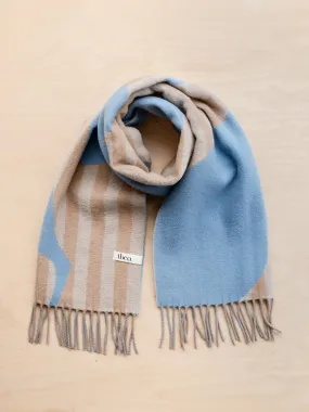 Lambswool oversized scarf in flora stripe jacquard