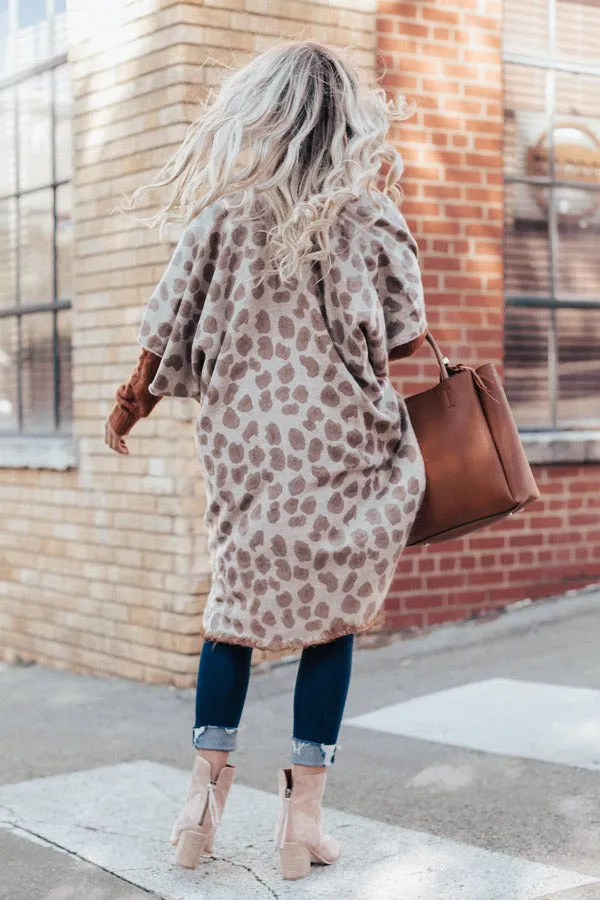 Layers Of Lovely Leopard Poncho in Iced latte