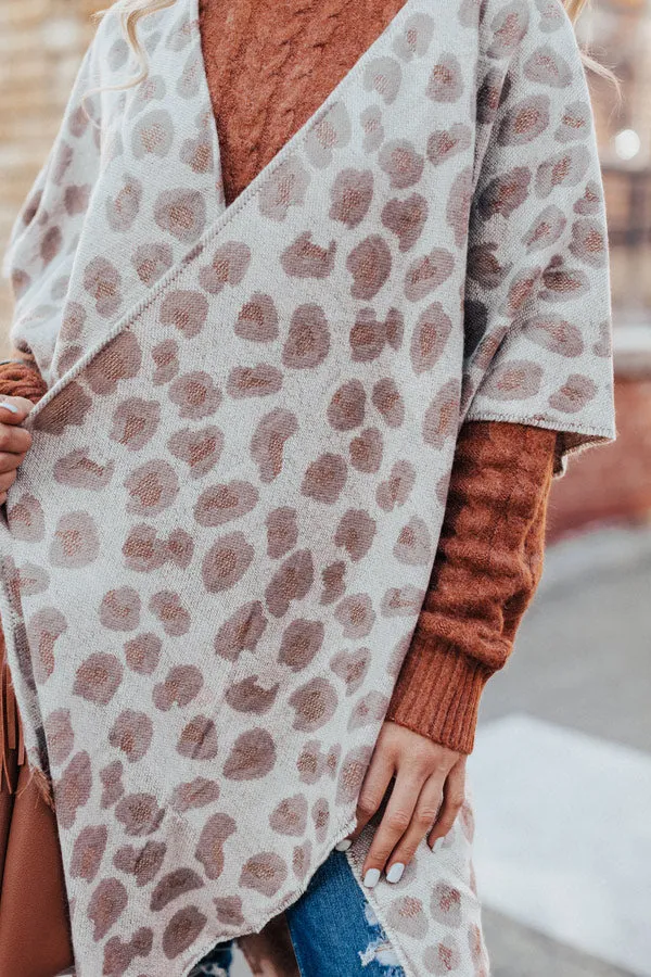 Layers Of Lovely Leopard Poncho in Iced latte